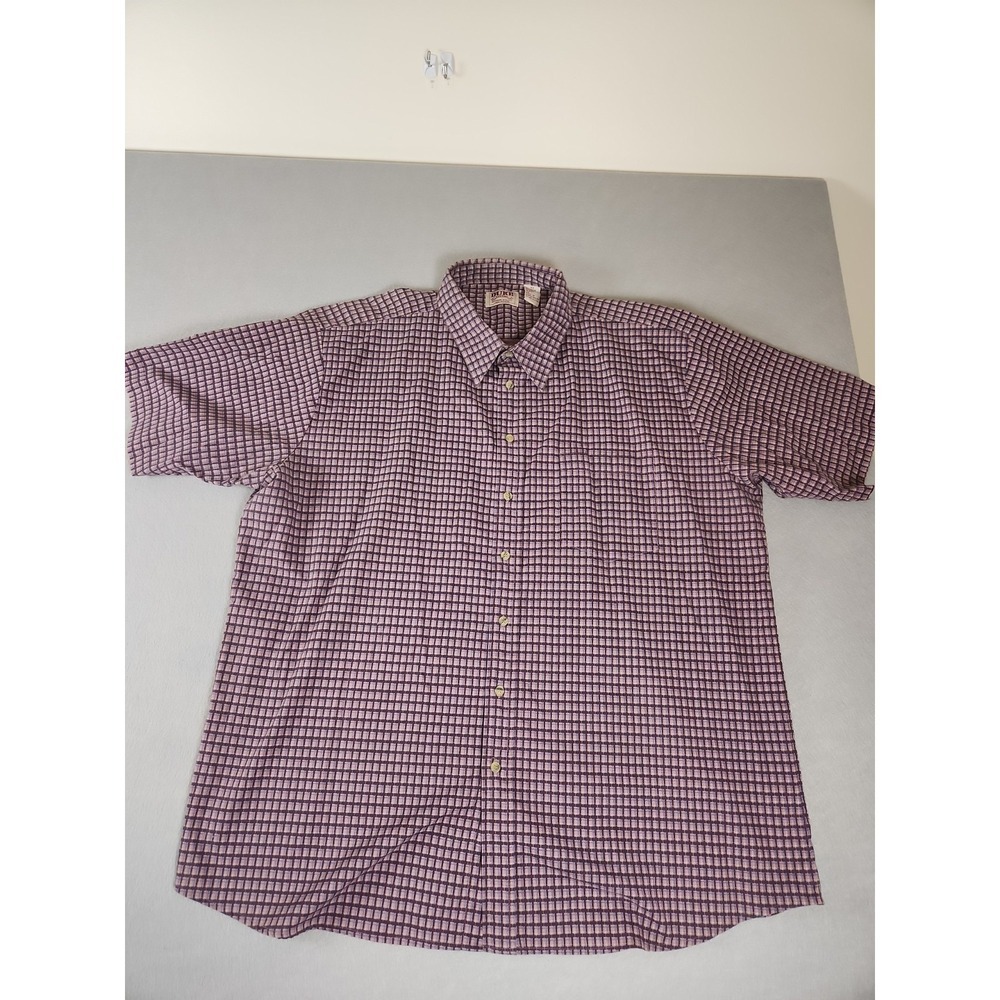 Duke Haband Mens Short Sleeve 2 Tone Purple Blue Checkered Size 2xl EUC